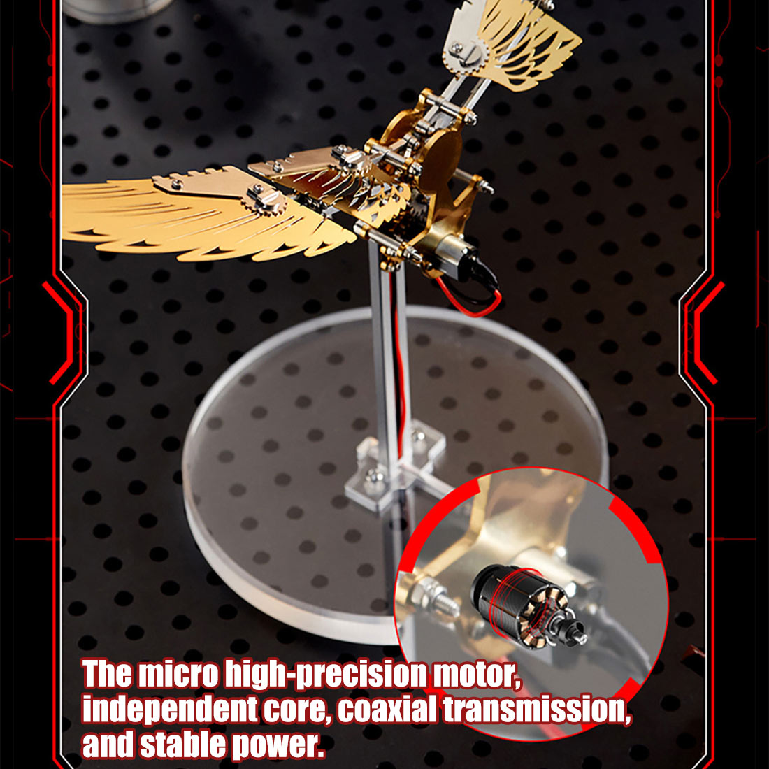 flaming shadow 3d metal mechanical ornithopter assembly model kit with mechanical transmission