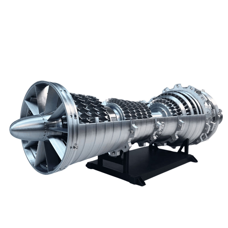 operational jet engine model 1/10 scale rotating turbine display with exhaust light effect