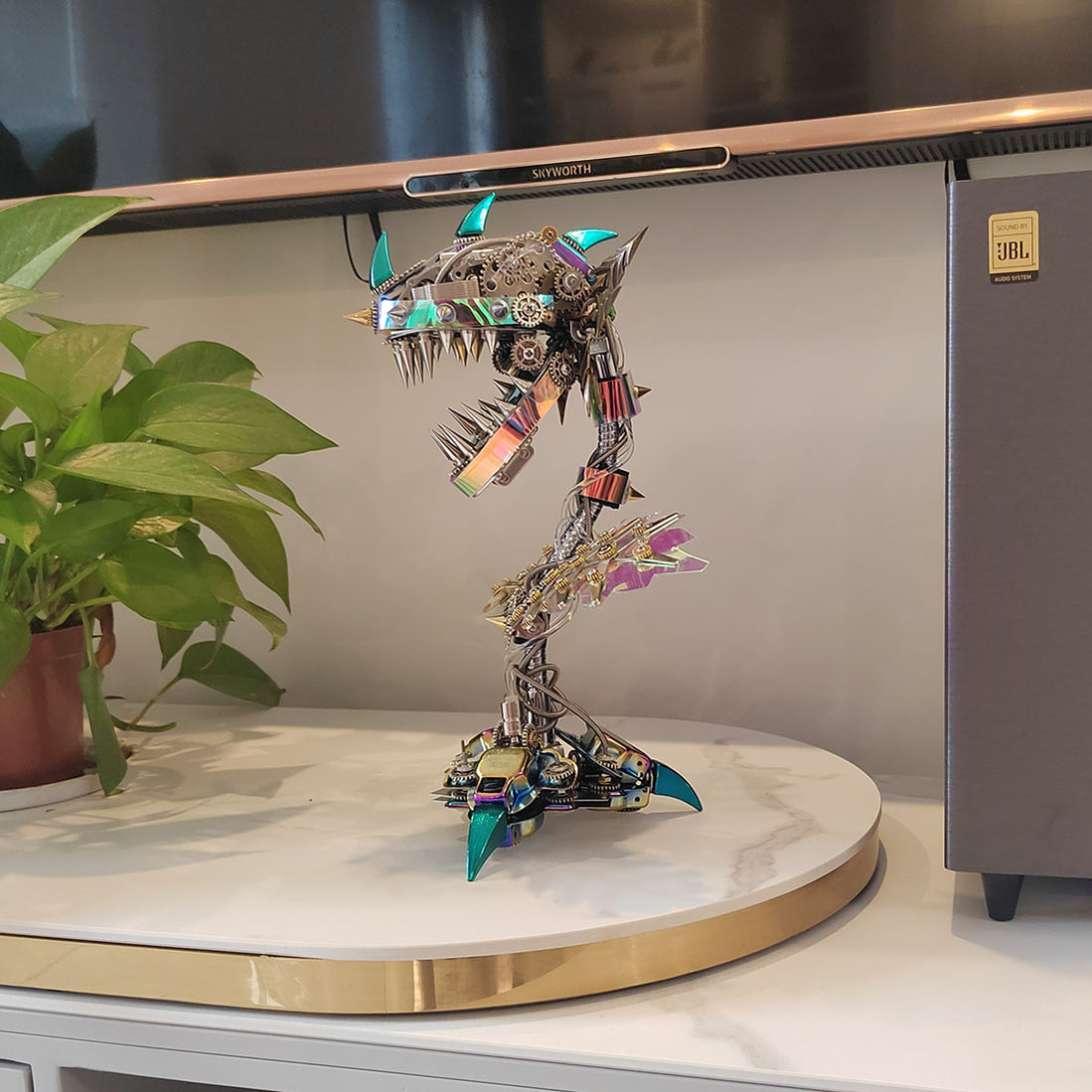 Steampunk Mechanical Piranha Plant 3D Metal Puzzle - 770 Piece Model Kit With Lights