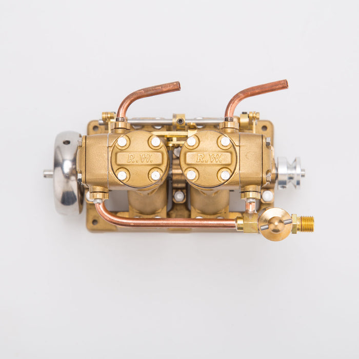 RW-L2 Retro Mini Inline Double Cylinder Steam Engine Model - EngineDIY