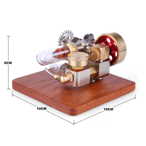 Mini Speed Adjustable Integrated Hot Air Stirling Engine Model with Wooden Base Science Experiment Educational Toy