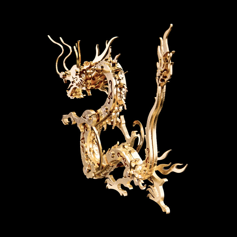 100Pcs+ DIY Metal Assembly Oriental Mythological Creatures Golden Chinese Dragon - EngineDIY