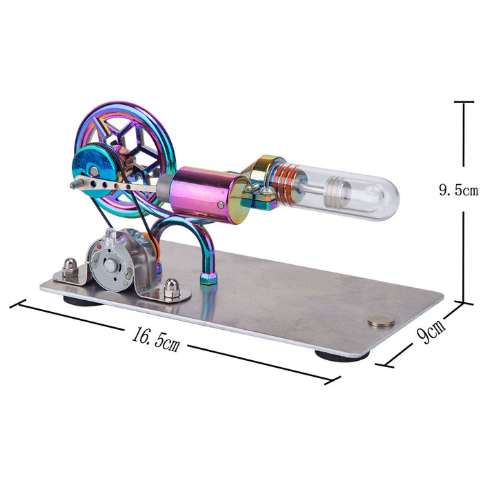 Metal Gamma Hot-air Stirling Engine Model with LED Colored Lights Educational Toys Gifts