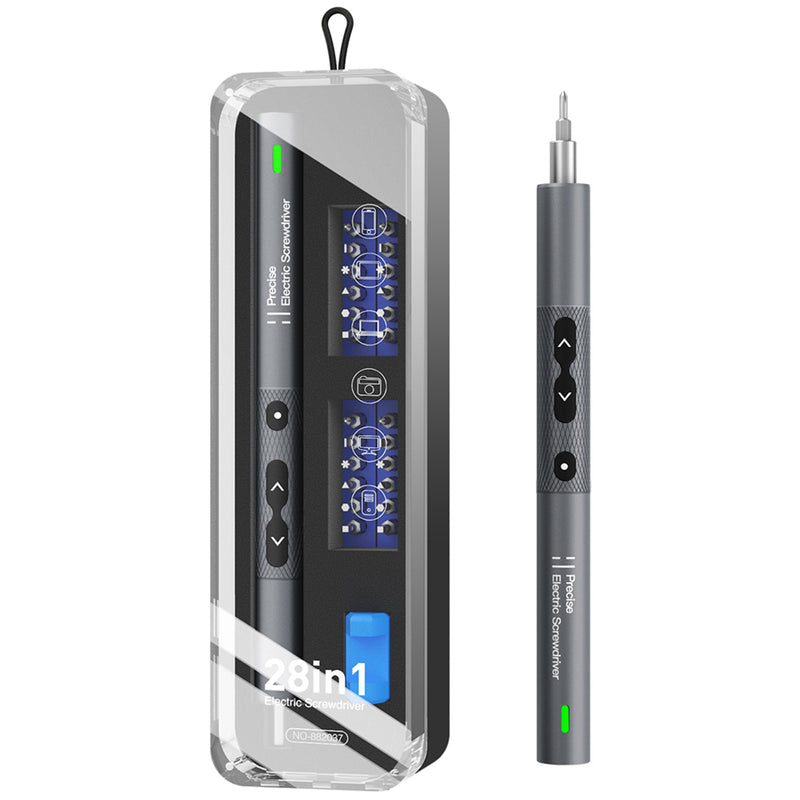 Mini tournevis électrique portatif intelligent de précision 28 en 1, ensemble d'outils multifonctionnels d'entretien avec lumières LED