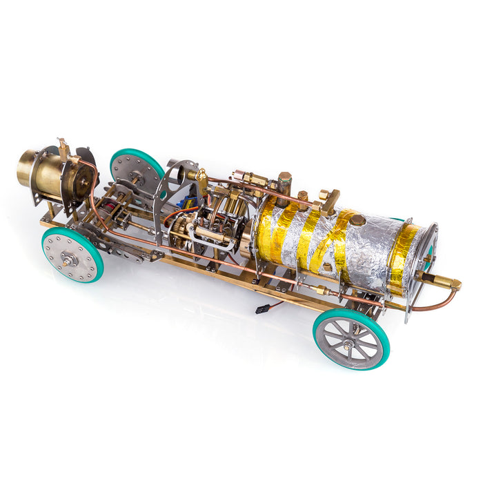1/10 RC Rear-drive Steam Vehicle Model Mini V4 Steam Engine with Gearbox and Boiler