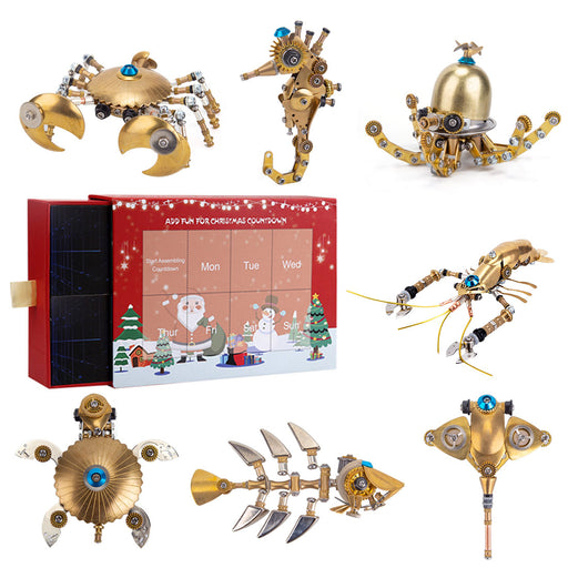 3D Metal Puzzle Steampunk Mechanical 7-in-1 Mini  Marine Organisms Set Crafts DIY Assembly Model Kit Toys & Gifts for Kids, Teens and Adults-700+PCS
