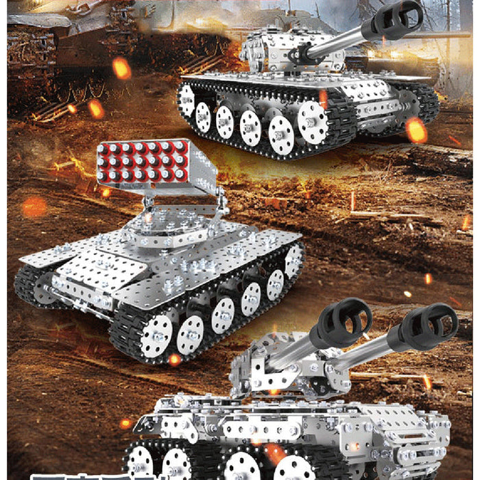 Metal Puzzle DIY Military Combat Vehicle Main Battle Tank Model Military Series Toys Kits Handmade Assembly