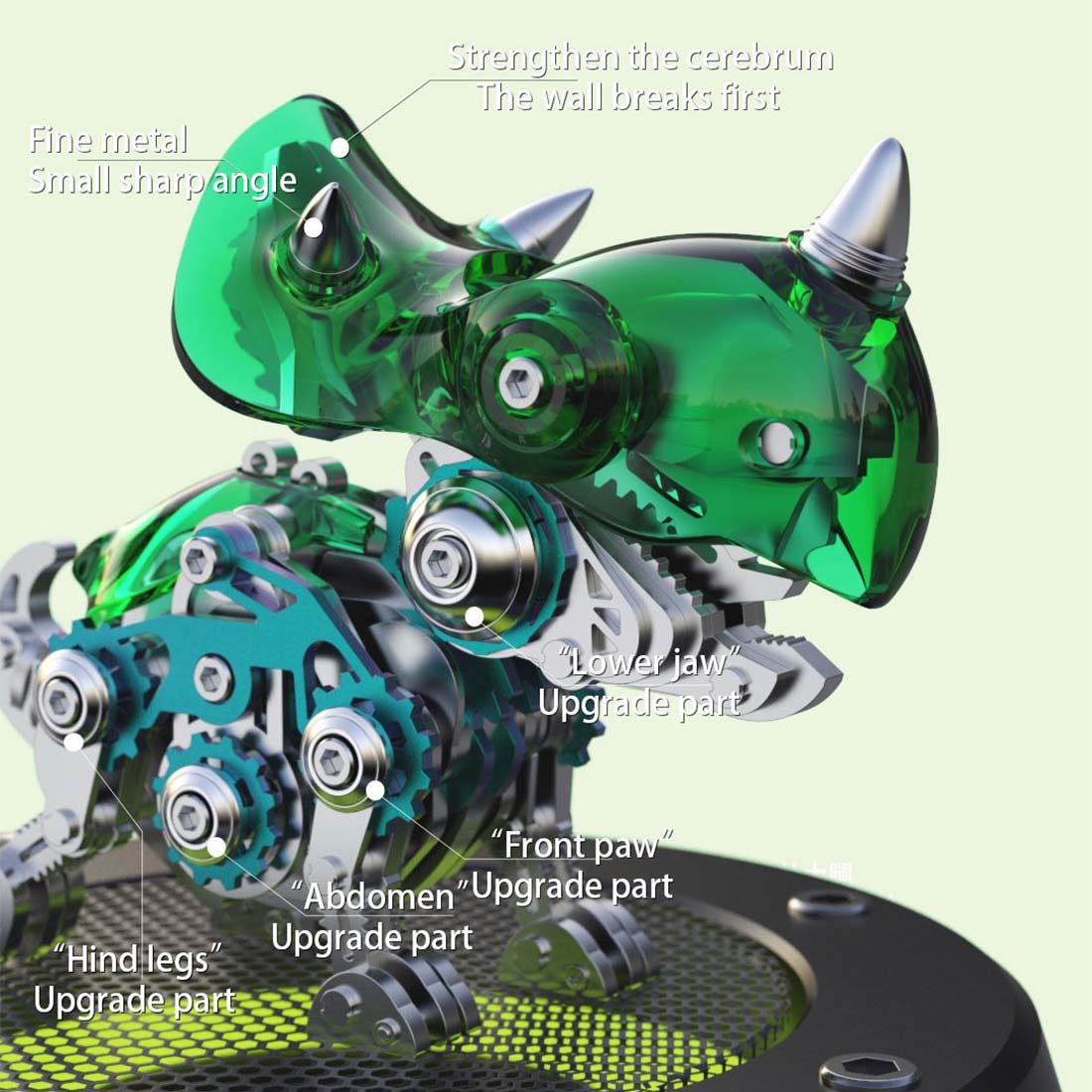 3D-Dinosaurier-Modellbausatz aus Metall, DIY-Triceratops-Montagemodell – 160 Teile 