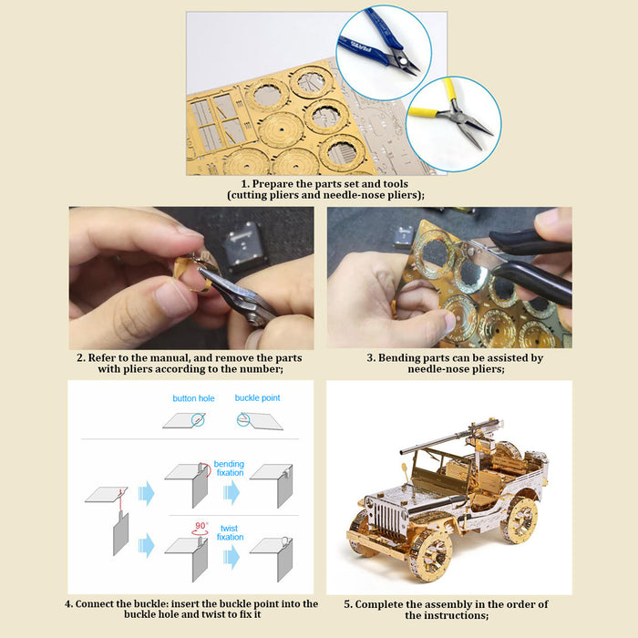 112PCS Metal 3D Puzzle Metal Kit All-Steel Gilded Carved DIY