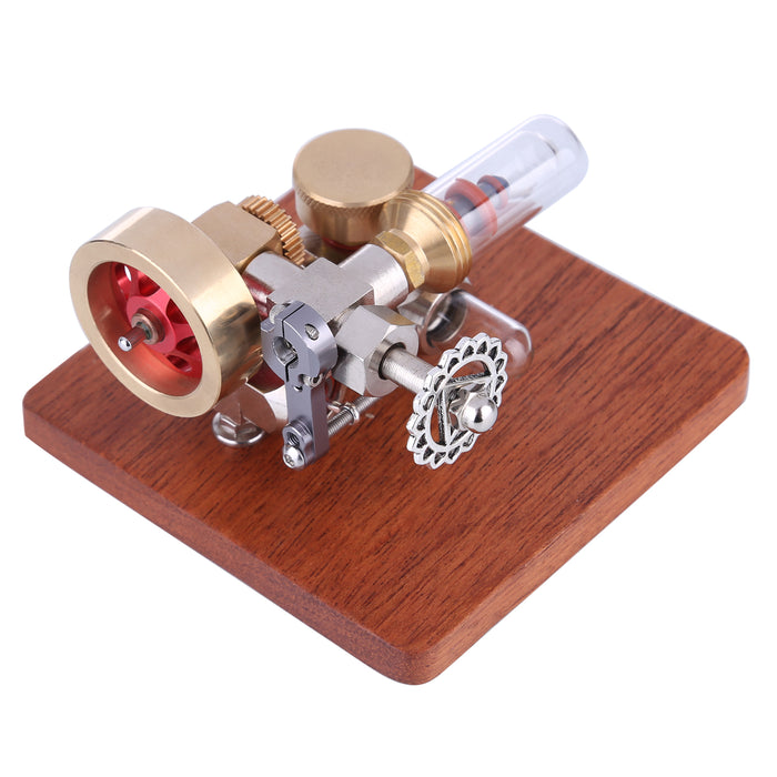Mini Speed Adjustable Integrated Hot Air Stirling Engine Model with Wooden Base Science Experiment Educational Toy