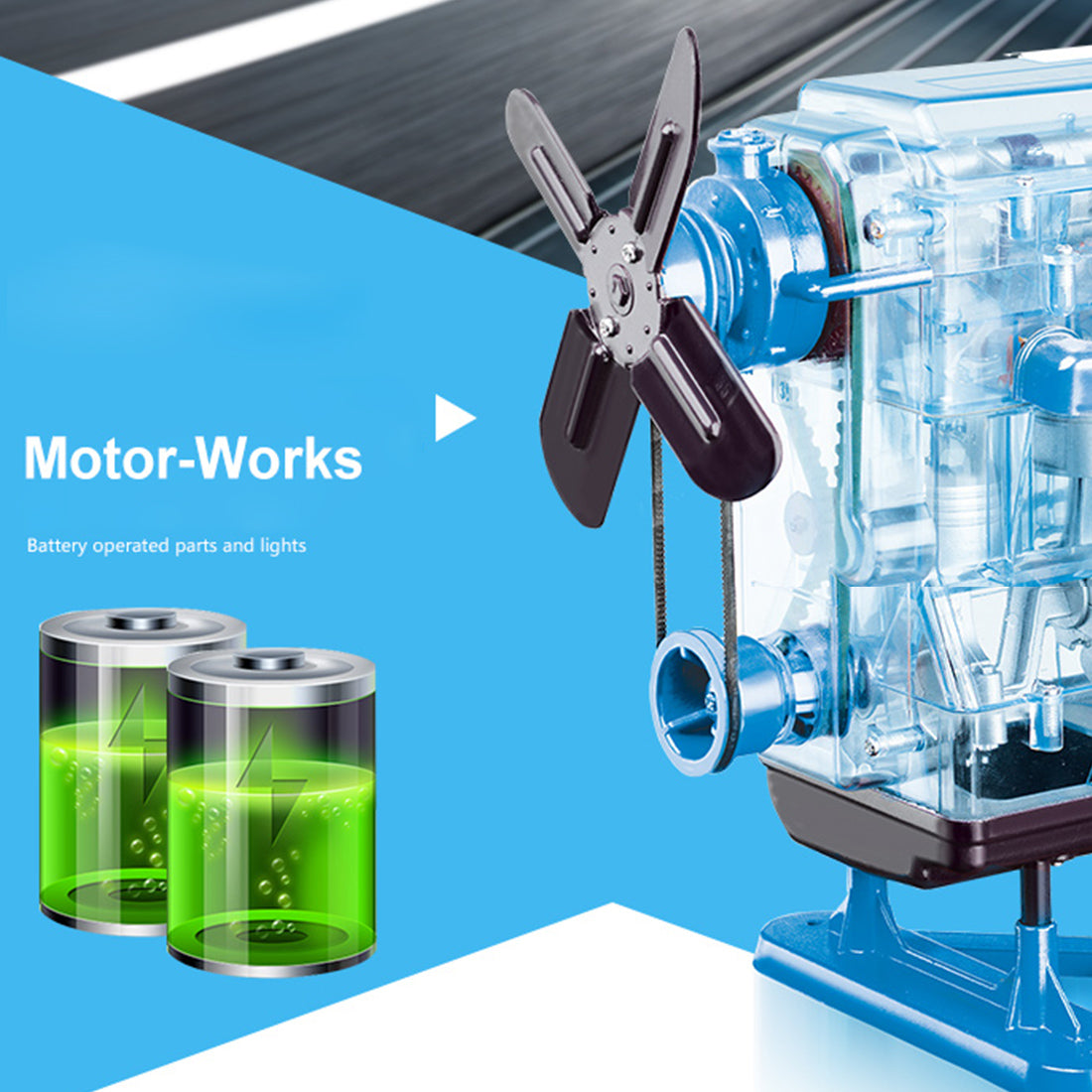 Kit scientifique avancé Smithsonian Motor Works - Construisez votre propre kit de modèle de moteur à 4 cylindres - Kit de moteur à combustion à assembler soi-même