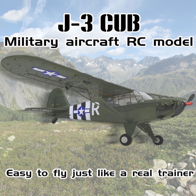 1/16 RC Airplane WWII PIPER J-3 CUB RC 4CH Brushless Fixed-wing Aircraft Model Military Plane Toy (RTF Version)