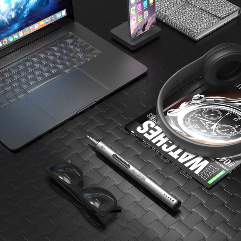 Mini Precision Electric Screwdriver DIY Tools Set with LED Light for Models & Electronics (Frosted) - EngineDIY