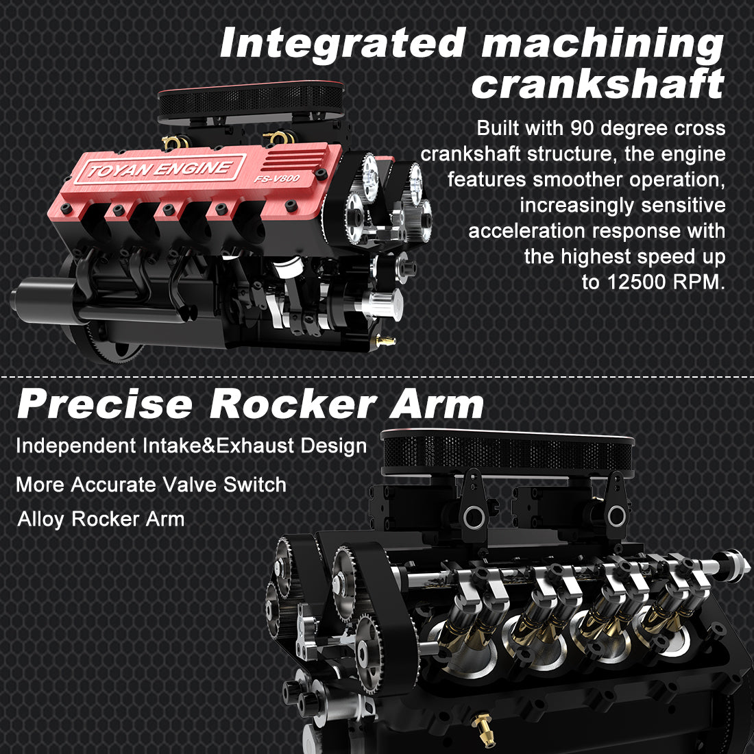 TOYAN V8 Engine FS-V800 28cc Engine Model Kit with Supercharger Accessories That Works