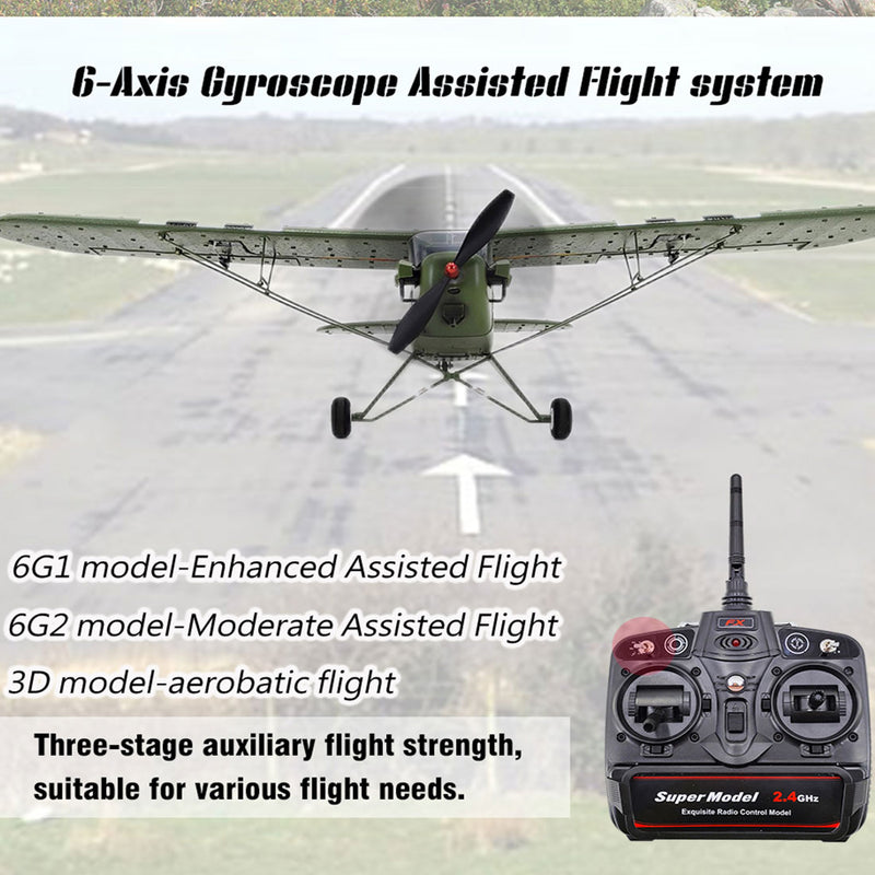 1/16 RC Airplane WWII PIPER J-3 CUB RC 4CH Brushless Fixed-wing Aircraft Model Military Plane Toy (RTF Version)