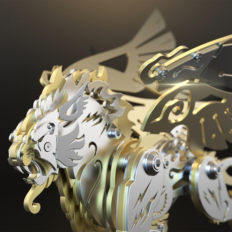 3D Puzzle DIY Model Kit Jigsaw Metal Tiger Model Ancient Chinese Beasts Mechanical Assembly Crafts - EngineDIY