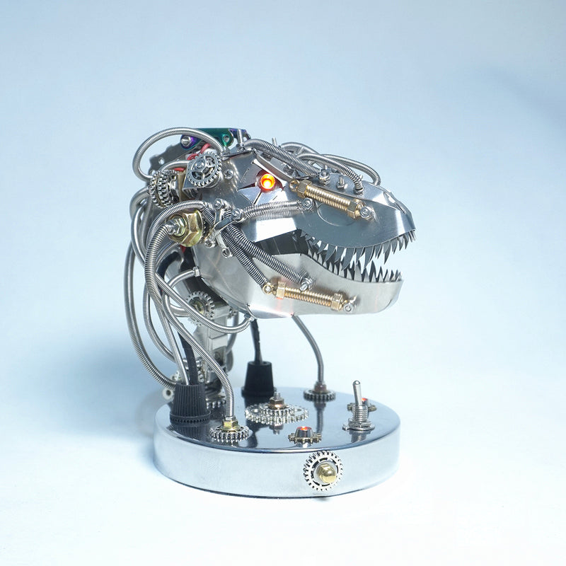 3D Metal Steampunk Moving Mechanical Dinosaur Head Model Kits - 180PCS+ - EngineDIY