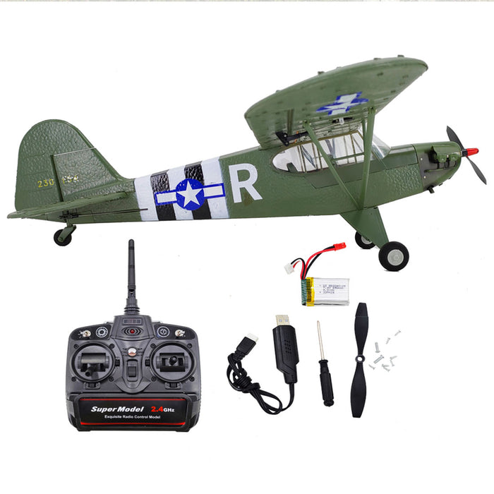 1/16 RC Airplane WWII PIPER J-3 CUB RC 4CH Brushless Fixed-wing Aircraft Model Military Plane Toy (RTF Version)