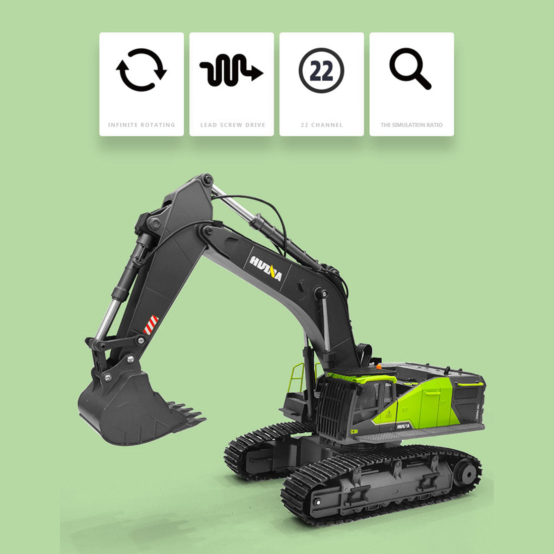 HUINA 4-in-1 1: 14 22CH 2.4G RC Excavator Remote Control Truck