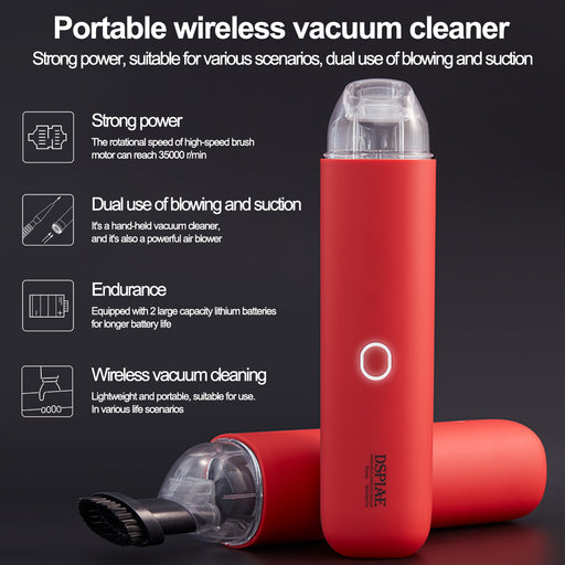 Portable Wireless Vacuum Cleaner with Dual Suction Heads for Blowing and Vacuuming