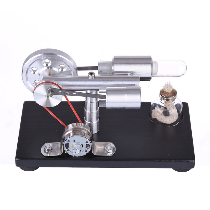 γ-shape Stirling Engine Generator Model with LED Lights Voltage Digital Display Meter Science Educational Model STEM Collection - enginediy