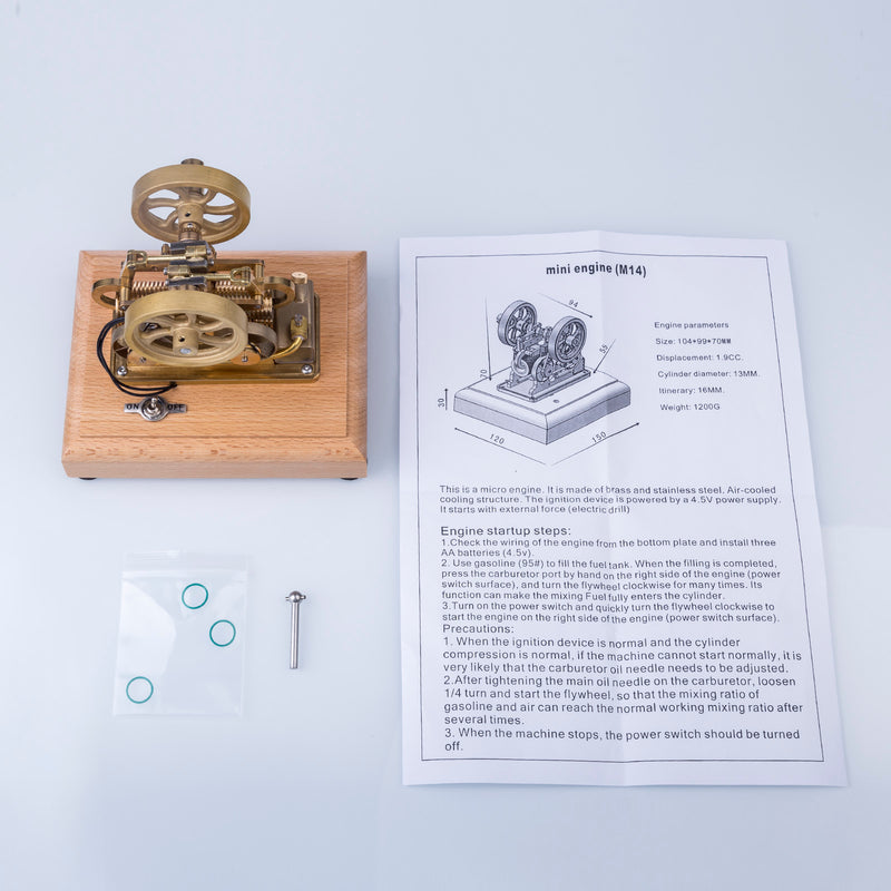 M14 1.9cc Mini 4 Stroke Gas Engine  Internal Combustion Engine Model Atkinson Differential Opposed Piston - EngineDIY