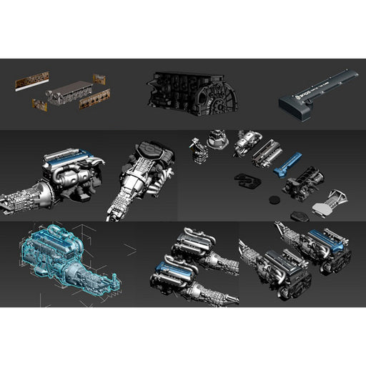 High Precision 2JZ Inline Four-cylinder Engine Gearbox Model Miniature Set - Static Model