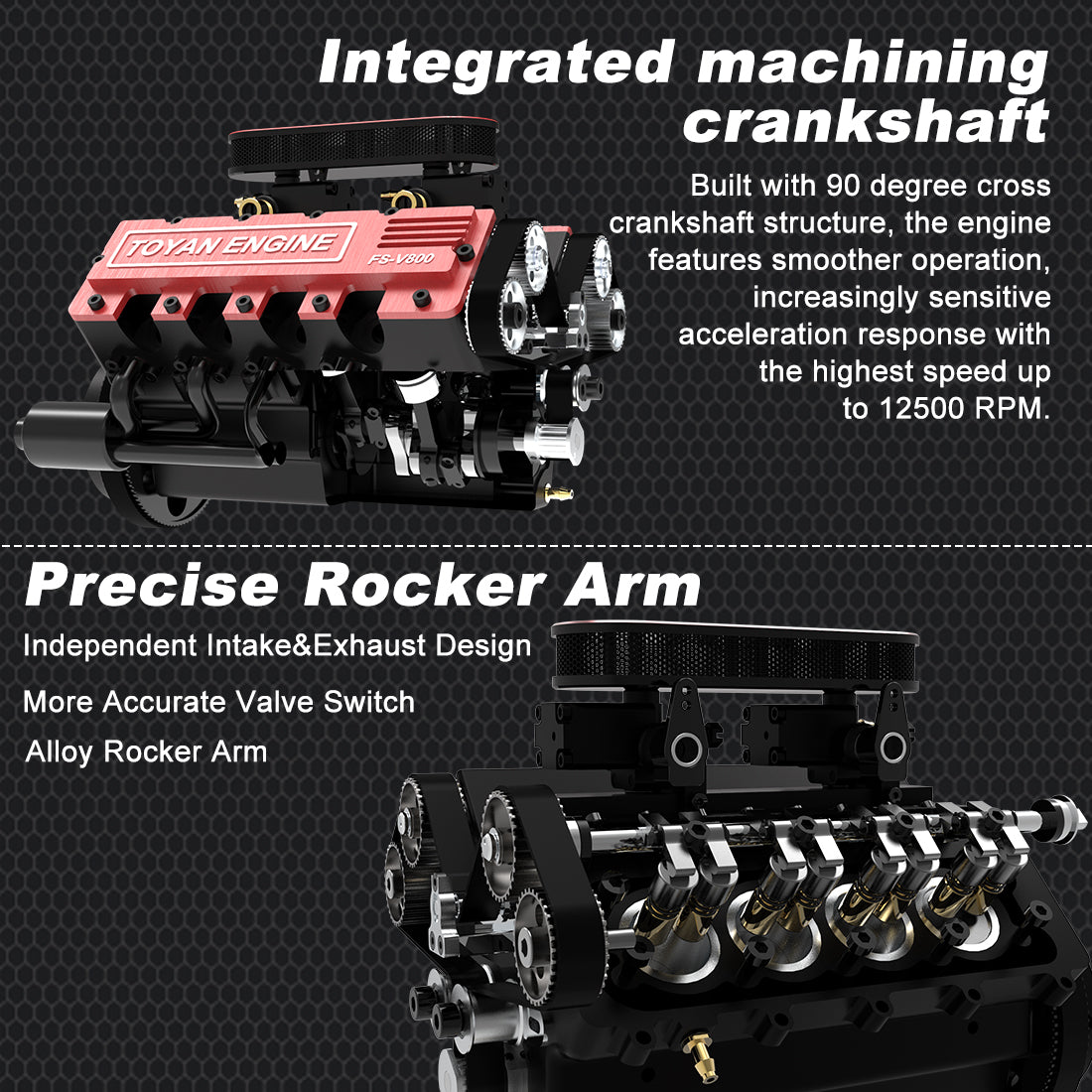 TOYAN V8 Engine FS-V800 28cc Nitro Engine - Build Your Own V8 Engine - V8 Engine Model Kit That Works