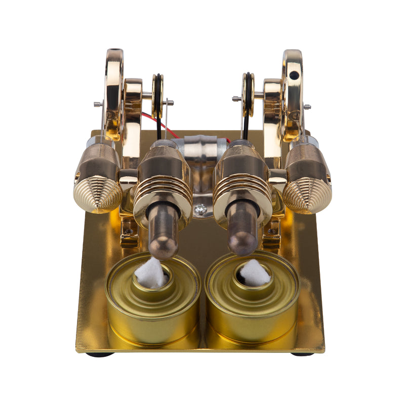 ENJOMOR Paratactic 4 Cylinder Hot Air Stirling Engine Model Mini Electric Generator with Light Bulb and Voltmeter - STEM Toy - EngineDIY