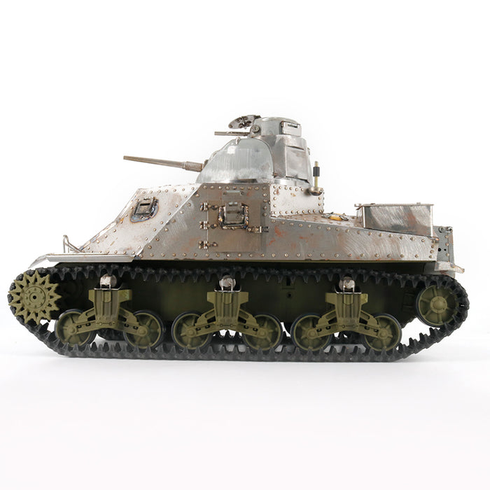 1:16 2.4G RC Tank Hand Made Simulation Metal American M3 Light Tank Model Toy