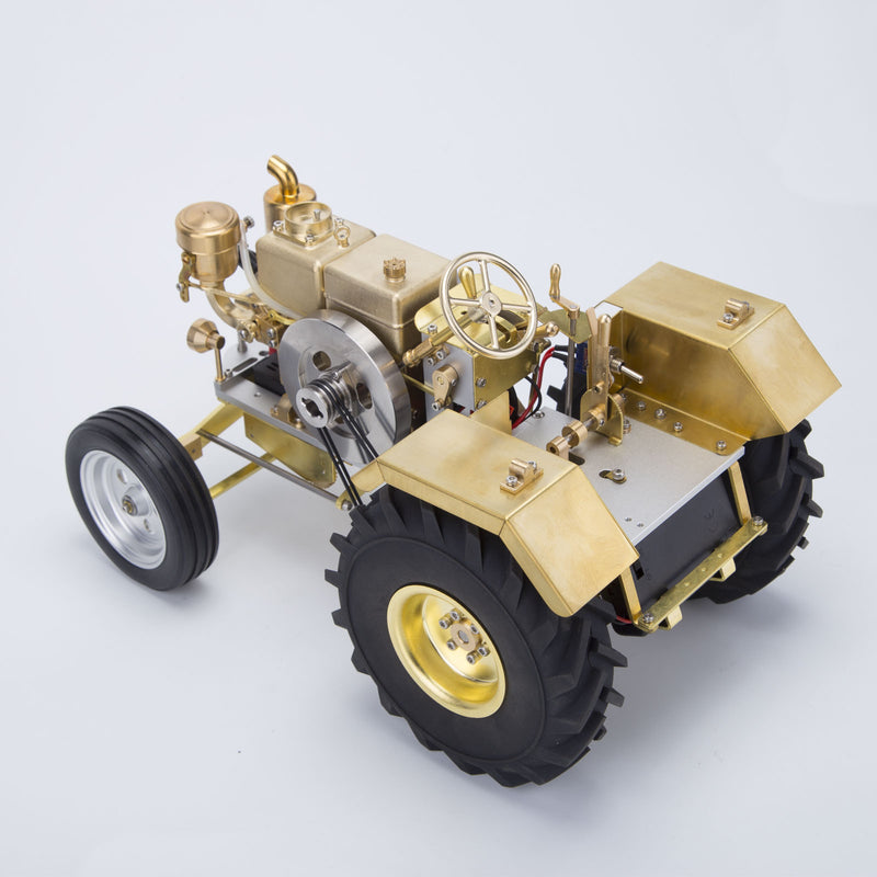 T1 Antique Roller Tractor Model with Mini Water-cooled Single-cylinder Gasoline IC Engine - EngineDIY