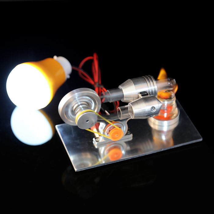 Stirling Engine Model with Electricity Generator - Light Up Colorful LED Enginediy - enginediy