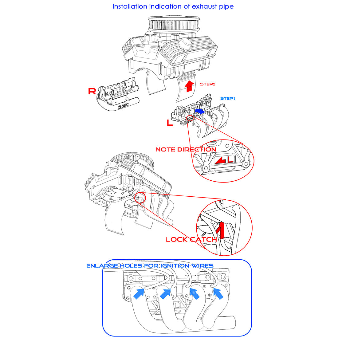 V8 Motorlüfter Kühler Motorhaube Kit für 1/10 RC Auto GRC F82 Motor