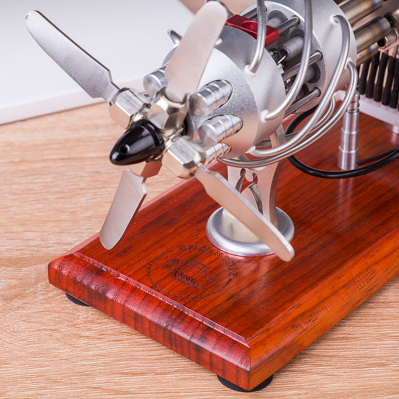 ENGINEDIY 16 Cylinder Swash Plate Stirling Engine Generator Model with Voltage Digital Display Meter and LED - EngineDIY
