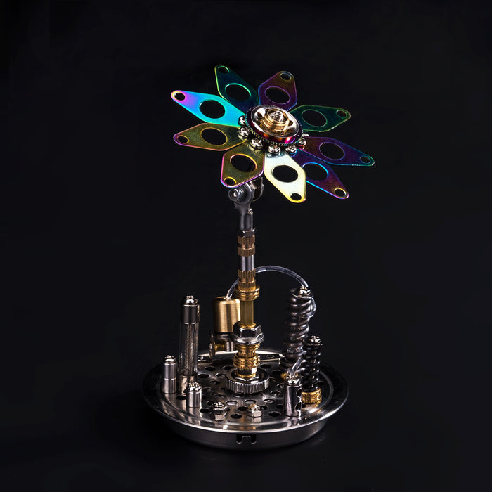 3D Cyberpunk Metal Puzzle Steampunk Mechanical Flower Base DIY Model Toy Kits-100PCS