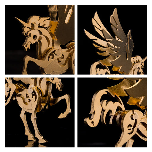 3D Puzzle Model Kit Mechanical Golden Unicorn & Silver Unicorn Metal Games DIY Assembly Jigsaw Crafts Creative Gift