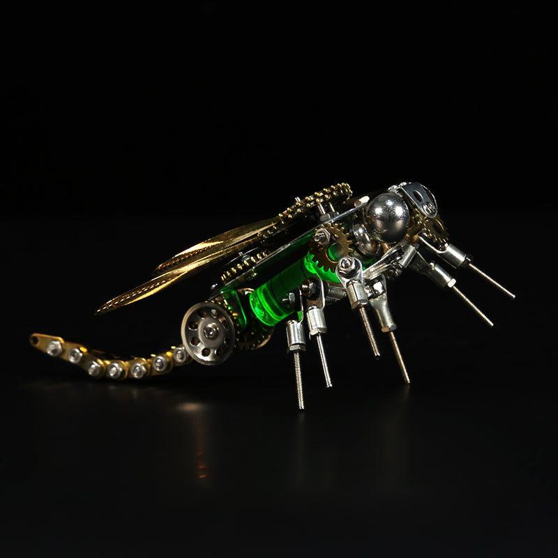 3D Puzzle Model Kit Mechanical Dragonfly with Night Light Color-changing Metal Games  - 260Pcs - EngineDIY