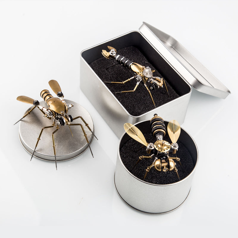 270Pcs Steampunk Insect Metal Model Kits Mechanical Crafts for Home Decor - Mosquito + Deck Insect + Bee Trinity - EngineDIY