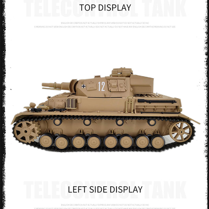 1/16 RC Tank 2.4G RC German Panzerkampfwagen IV Medium Tank Vehicle Model Toys&Gifts with Lights&Sounds (Professional Version/Khaki)