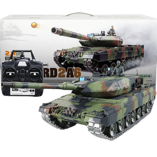1/16 RC Tank German Leopard 2A6 Main Battle Tank 2.4G Remote Control Model Military Tank with Sound Smoke Shooting Effect