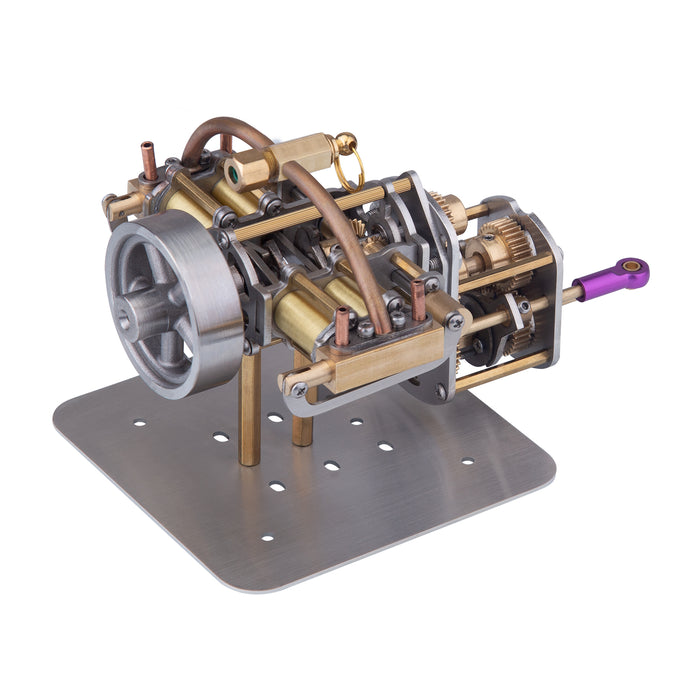 Mini Horizontally Opposed 4-Cylinder Steam Engine Model With Gearbox For Small Steam Model Ship