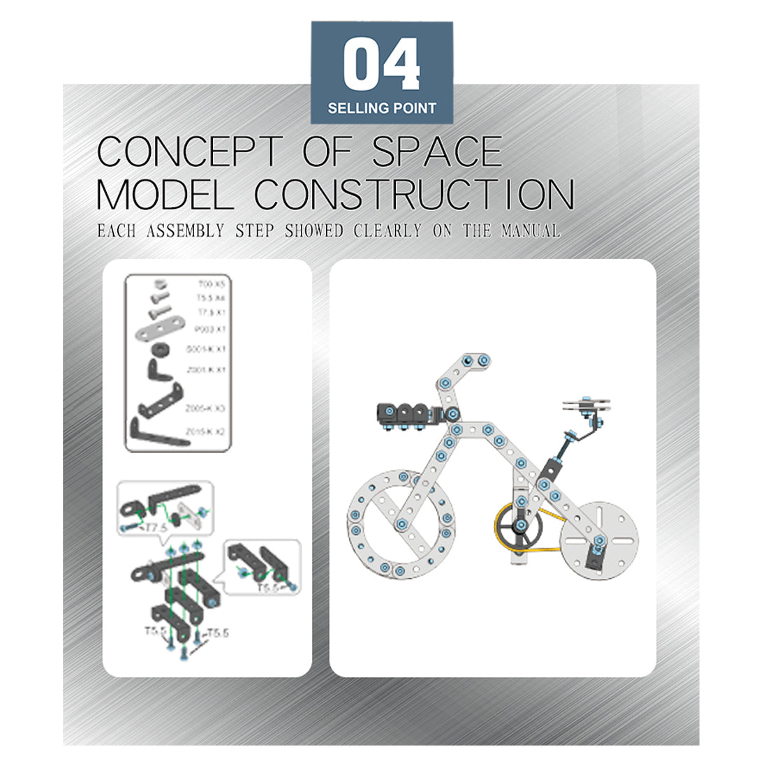 3D Metal Puzzle Bicycle Assembly Kit DIY Model Toys Kit Adults