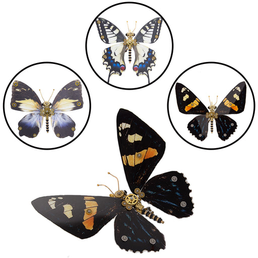 3D Metal Butterfly Model Kit, 3 In 1 Steampunk Butterfly (200PCS+/Black) - Calydonia, Vanessa Indica Herbst & Papilio Machaon