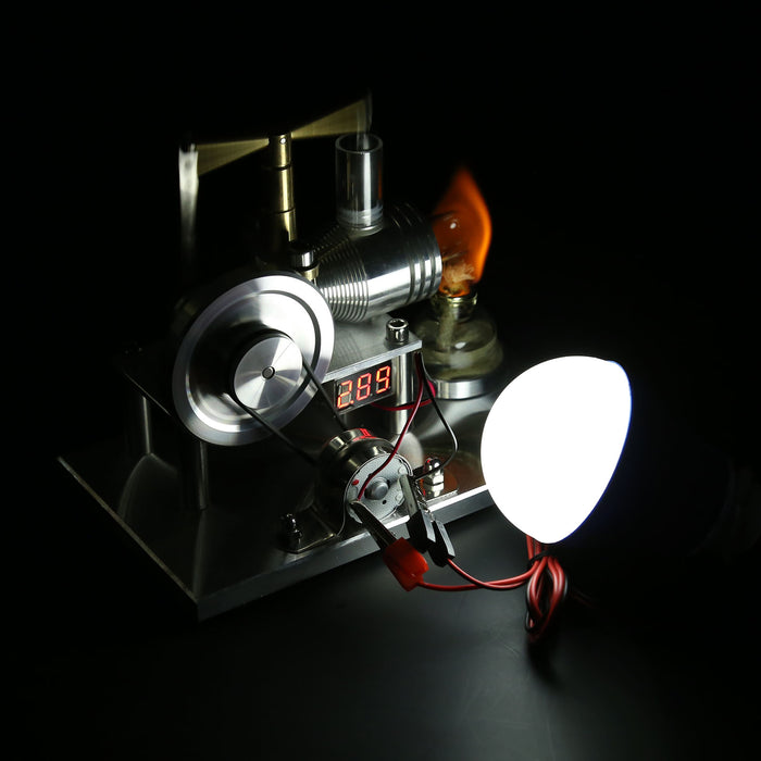 ENJOMOR Balance Type Hot Air Stirling Engine Generator Model with Voltage Digital Display Meter and LED Bulb - STEM Toy