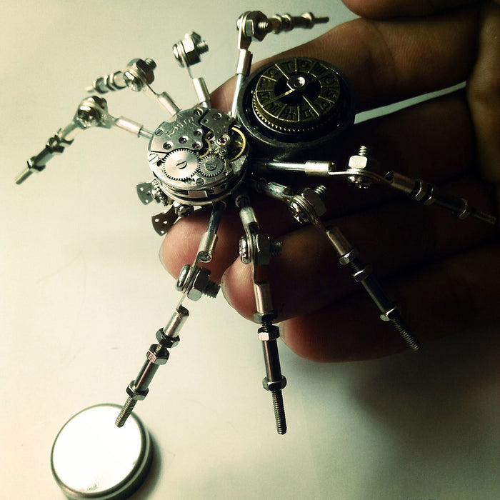 375-Piece 3D Metal Spider Puzzle Model - DIY Mechanical Building Kit With LED Light, For Teens & Adults
