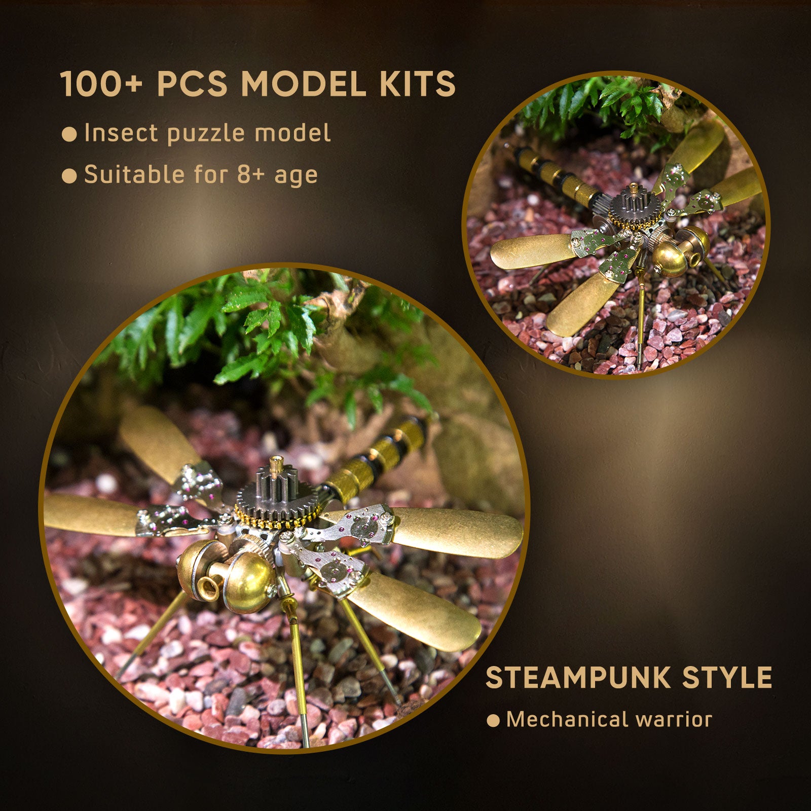 80Pcs Steampunk Insect Metal Model Kits Mechanical Crafts for Home Decor - Dragonfly