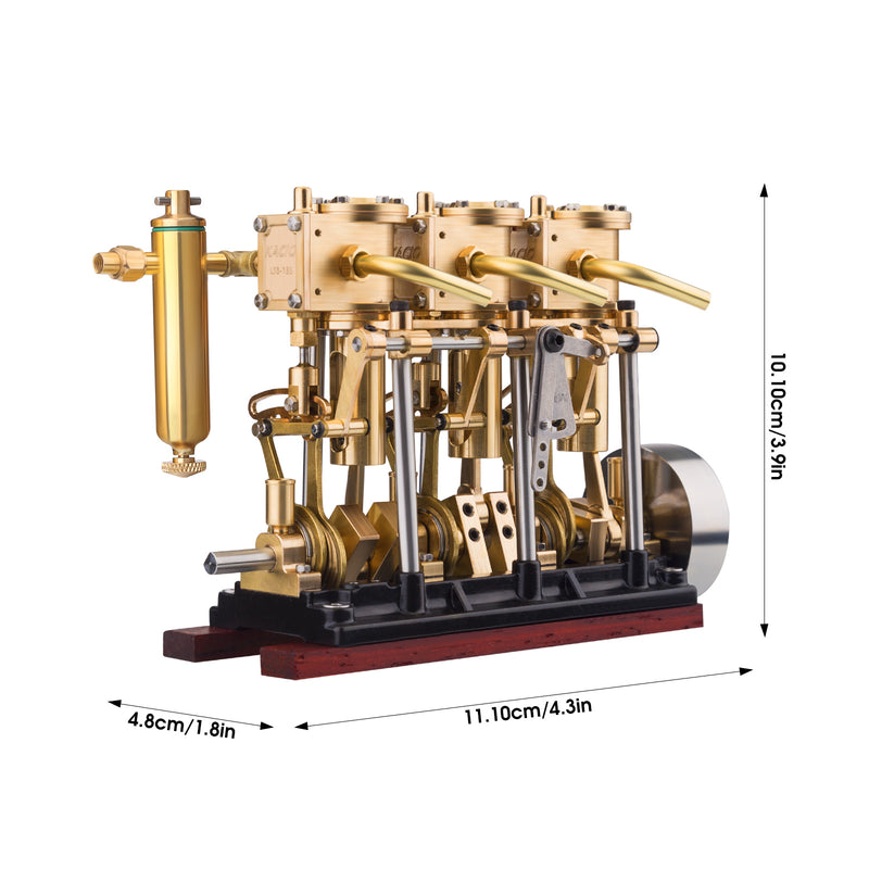KACIO LS3-13S Steam Engine 3-cylinder Reciprocating Engine with Oil Cup Reverse Rotation Steam Model Boat - EngineDIY
