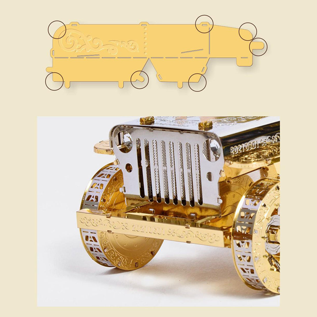 112PCS Metal 3D Puzzle Metal Kit AllSteel Gilded Carved DIY EngineDIY