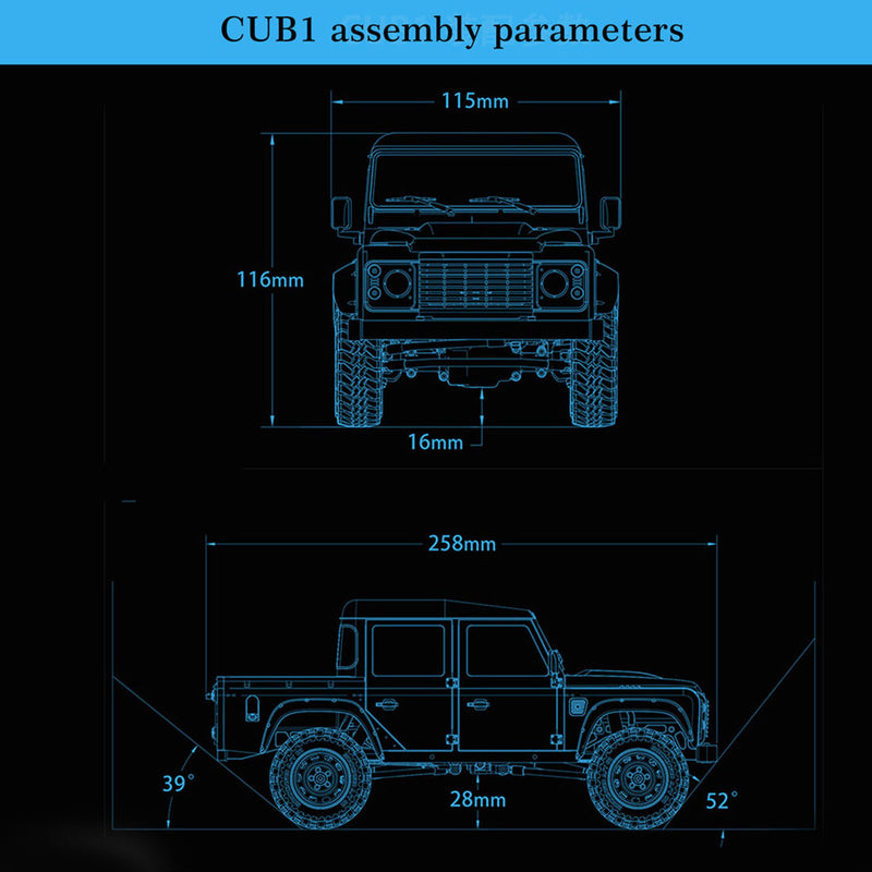 Capo CUB1 RC Crawler Truck 1:18 4WD Electric RC Simulation Off-Road Vehicle Pickup Truck Model with Differential Lock KIT - EngineDIY