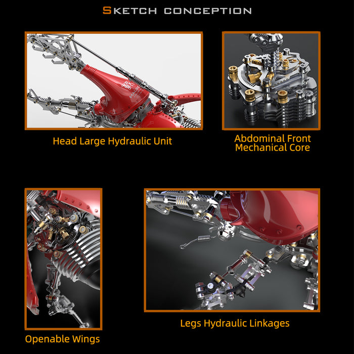 1014PCS+ 3D Metal Mechanical Dynastes 30CM Assembly Toy Kit